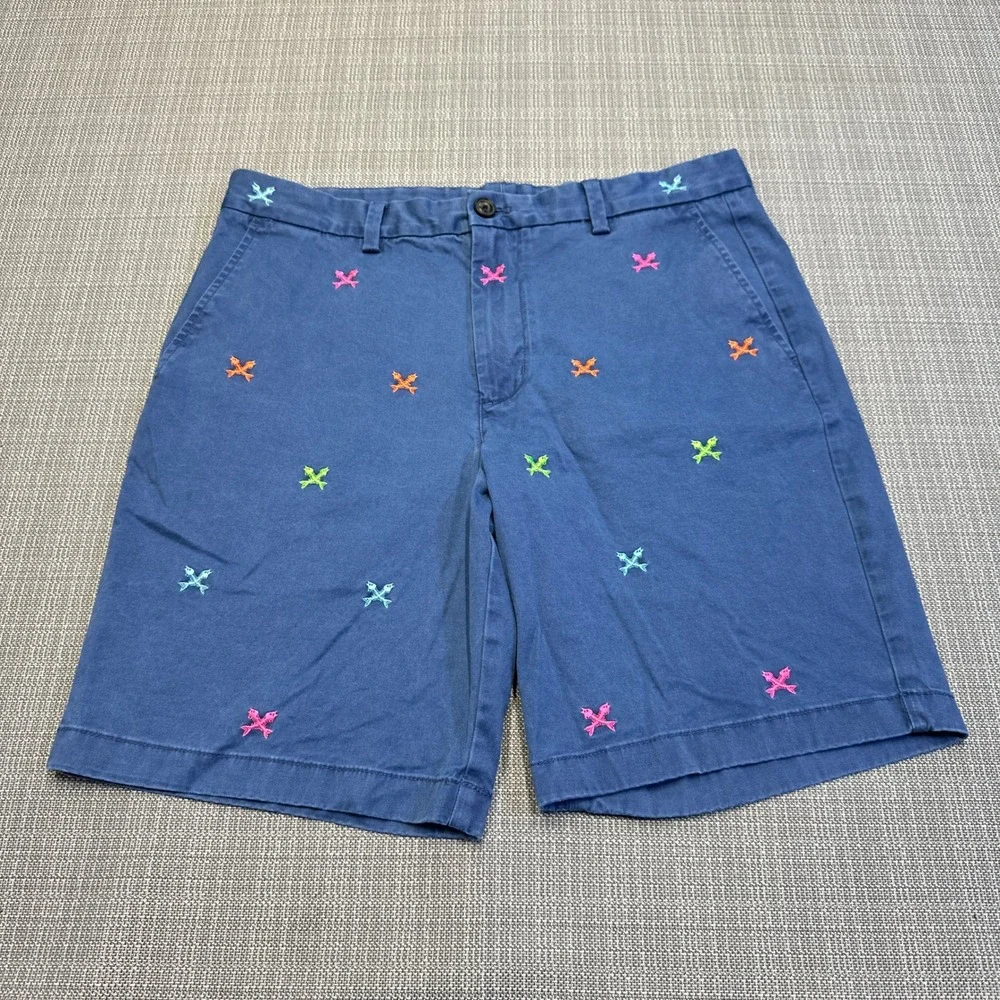 Vineyard Vines Shorts Mens 32 Chino Embroidered Oars Preppy Blue Coastal‎